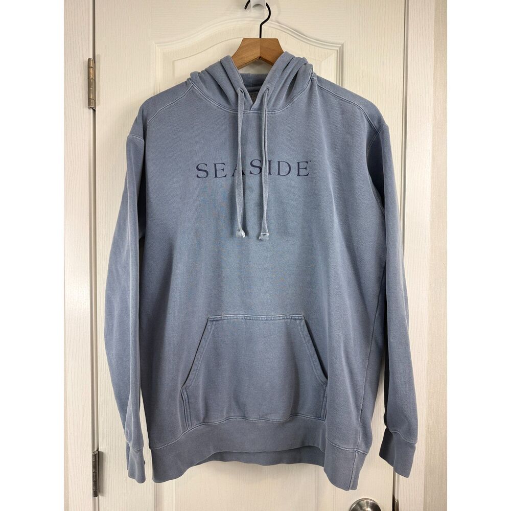 Comfort Colors Seaside Hoodie Blue Pullover Sweatshirt Adult M Beach Coastal